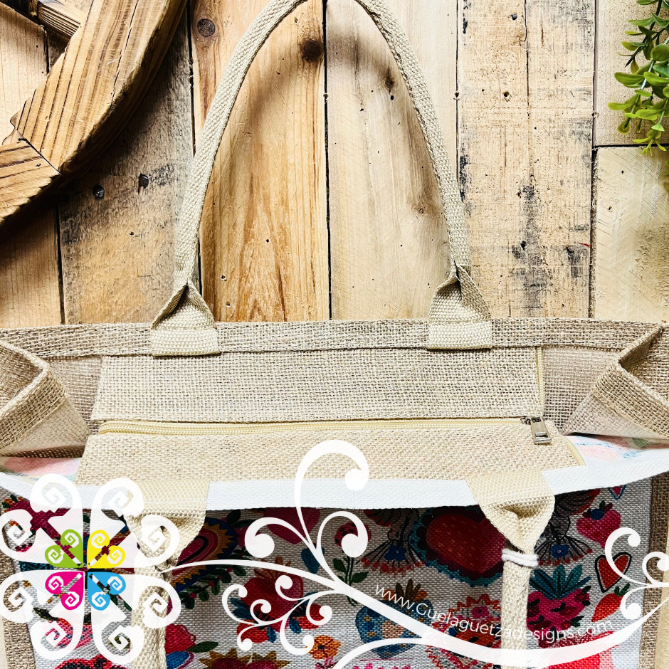 Mexico Style Mexican Jute Tote - Grocery Tote