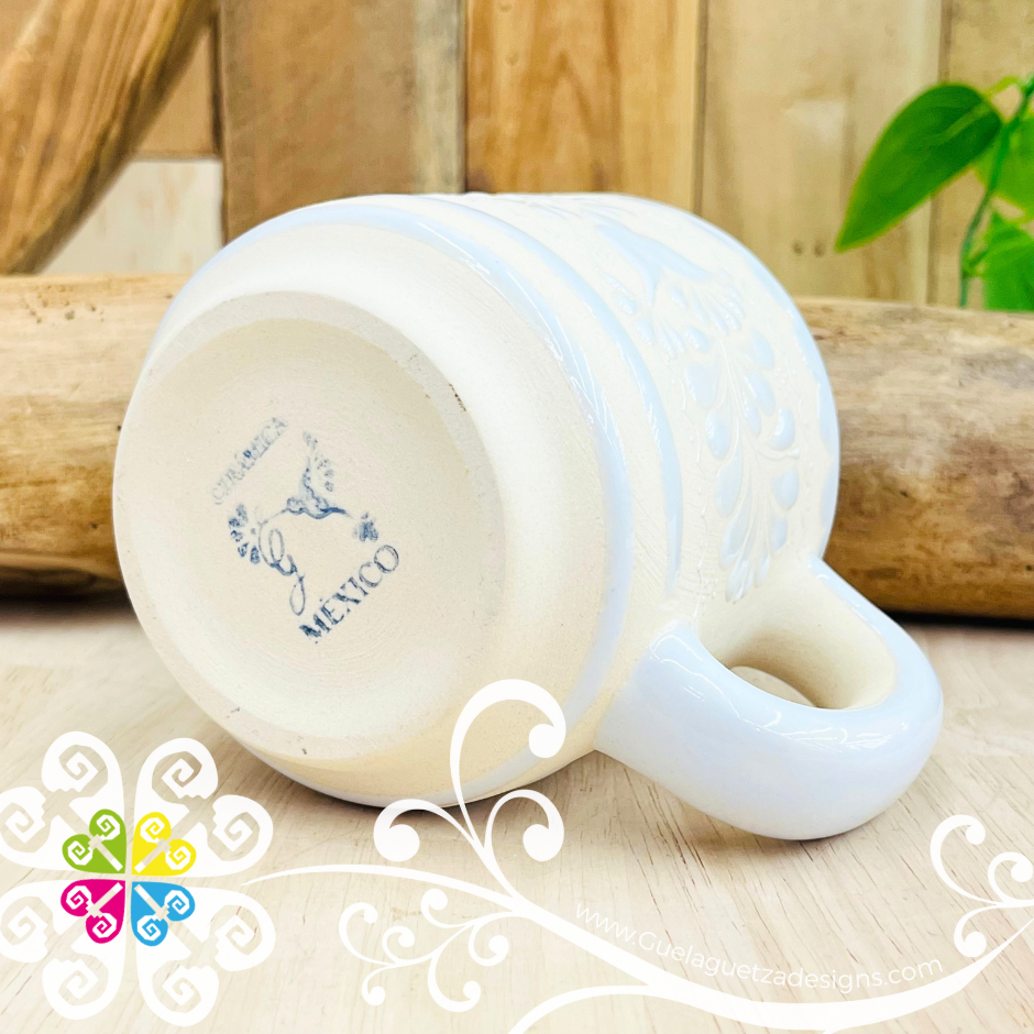 White Taza Cafetera Colibri - Barro Alta Temperatura - Single Clay Mug