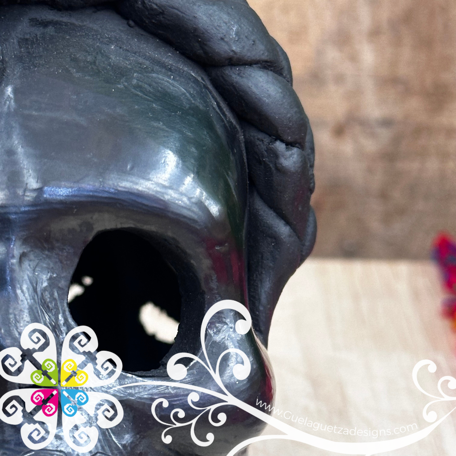 Medium Unique Skull - Black Clay Oaxaca