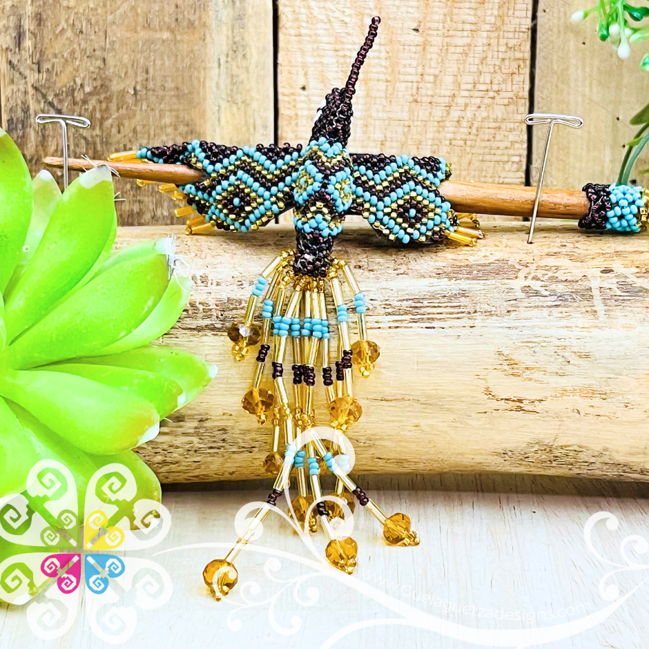 Hummingbird Beaded Hair Brooch
