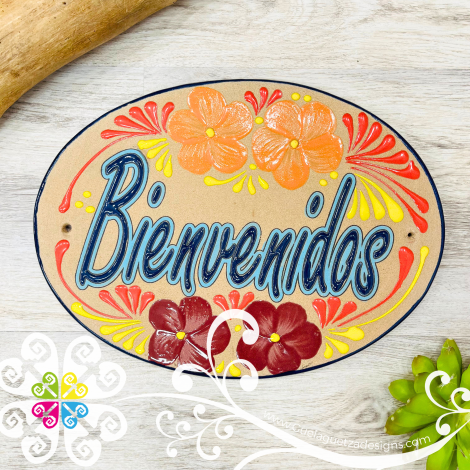 Clay Bienvenidos House Sign - Placa De Casa