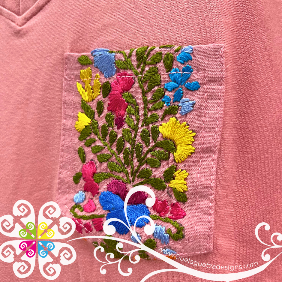 Pink San Antonino Embroider Women Tee - Pocket Embroider