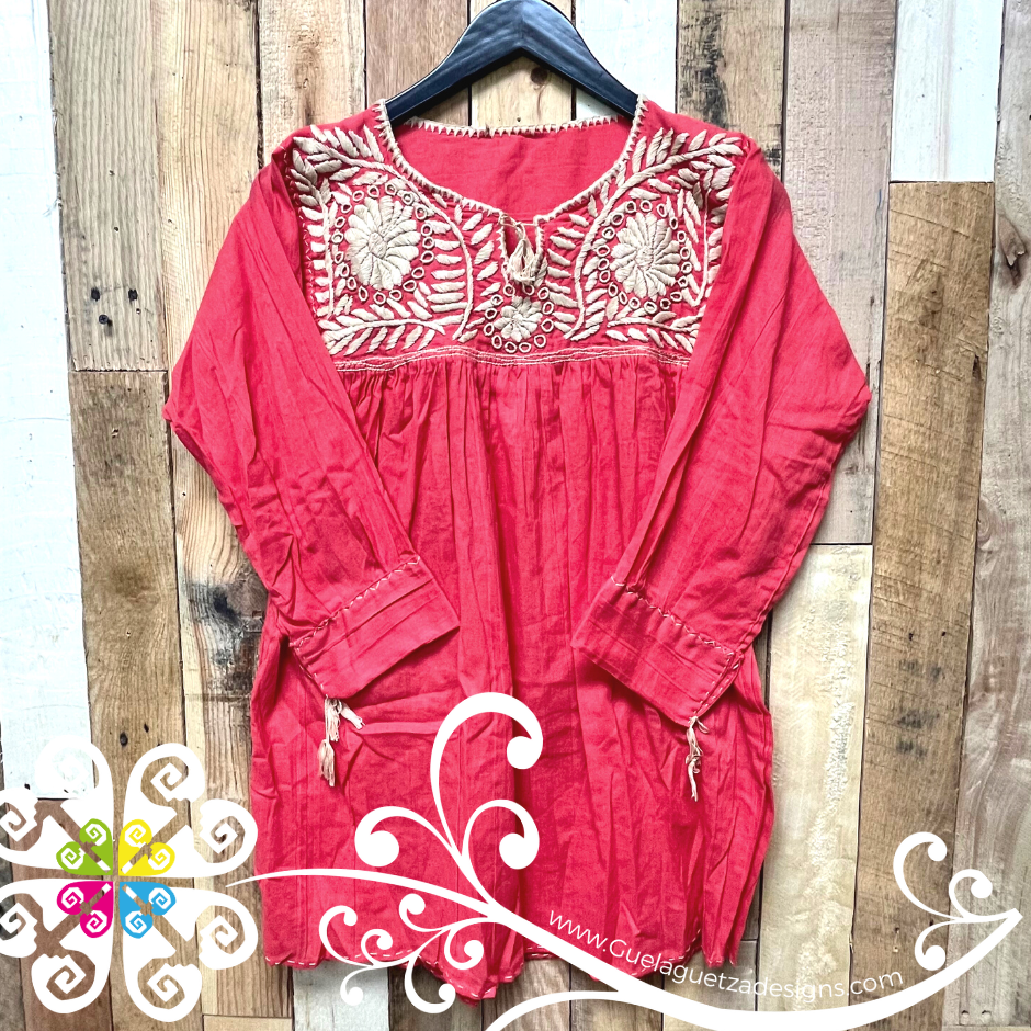 Natural Embroider Rococo Top - Long Sleeve