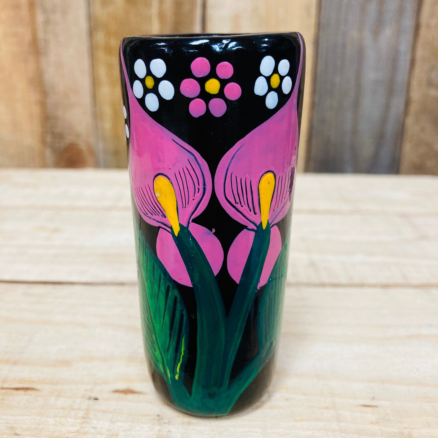Hand Painted Black Clay Shot- Tequilero
