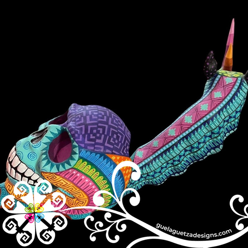 Wooden Snail - Skull Alebrije