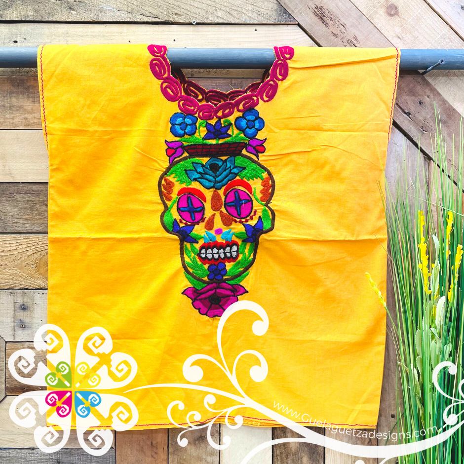 Chiapas Skull Embroidered Top