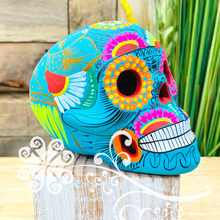 Medium Multicolor Hand Painted Sugar Skull  - Calaverita Guerrero