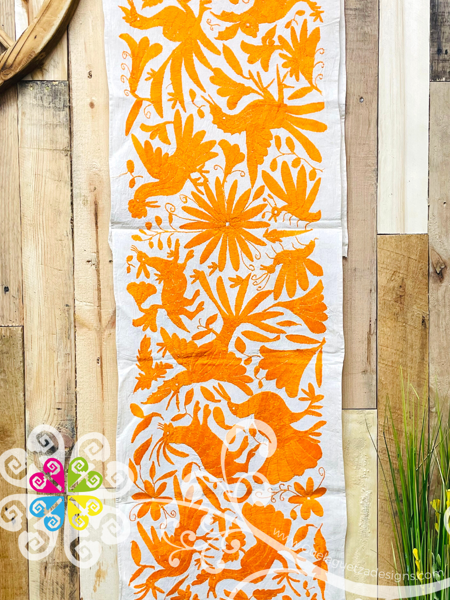Orange Large Solid Color Otomi Table Runner - Camino de Tenango