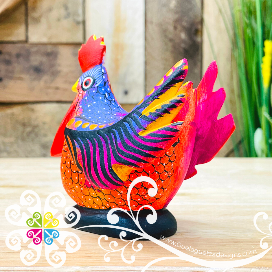 Medium Hen Alebrije- Handcarve Wood Decoration Figure