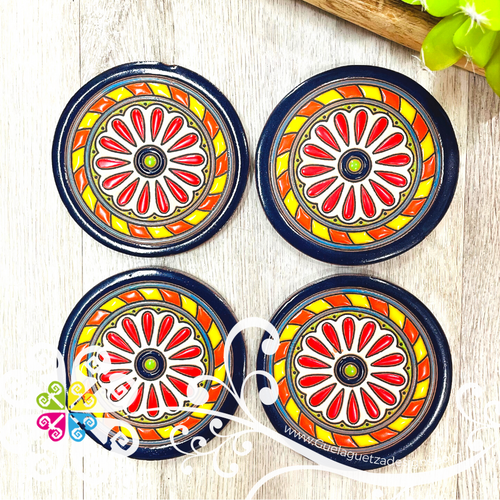 Round Set of 4 Coasters - Mexican Coaster Tile