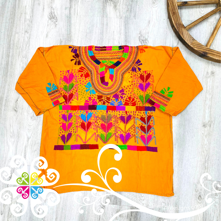 Large Milpa Embroider 3/4 Sleeve Top - Blusa Bordada