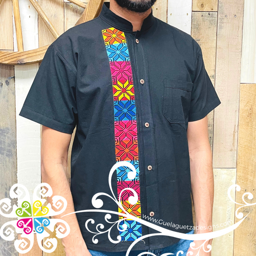 Black Star Stripe Shirt - Embroider Men Shirt