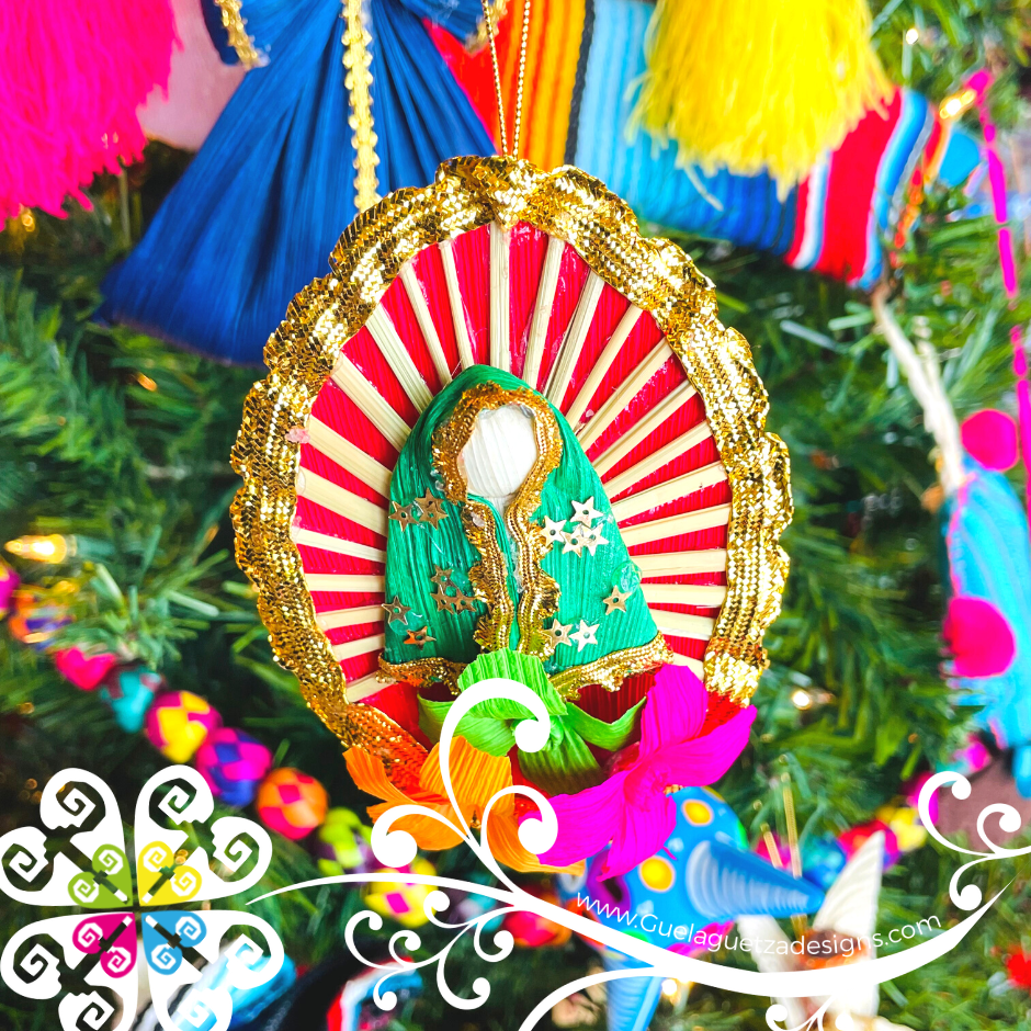 Virgencita Redonda Corn Husk Ornament - Christmas Ornaments
