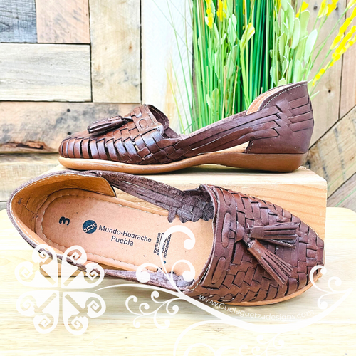 Brown Tassels Flat Shoes - Huarache Piel