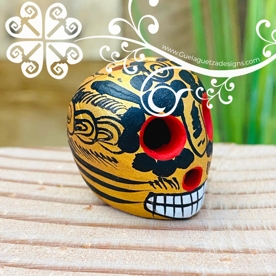 Set of 5 Mini Hand Painted Sugar Skull - Calaverita Guerrero