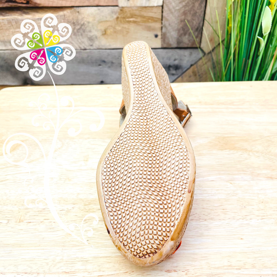 Natural Peacock Design - Buckle Wedges Women Shoes