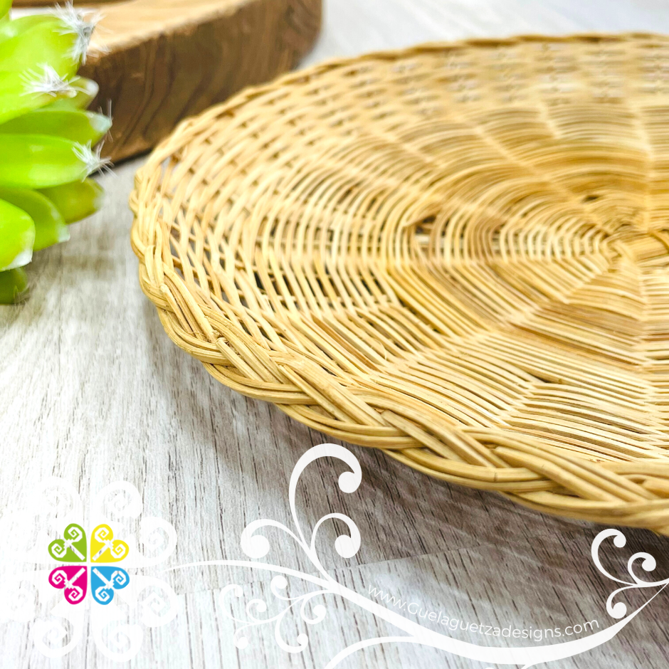 Natural Mimbre Flat Basket - Mexican Home Décor