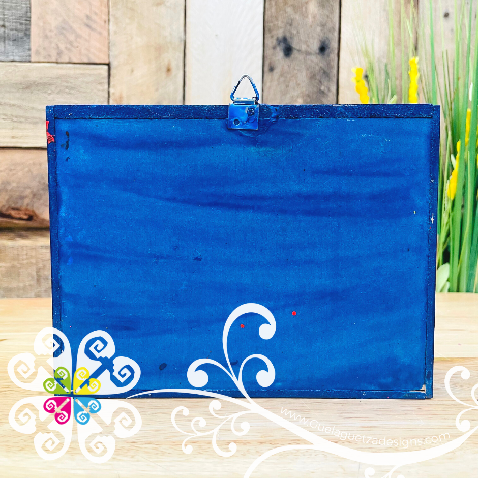 Blue Mexican Scene Box Decor - Cajita Decorativa Barro Cocido