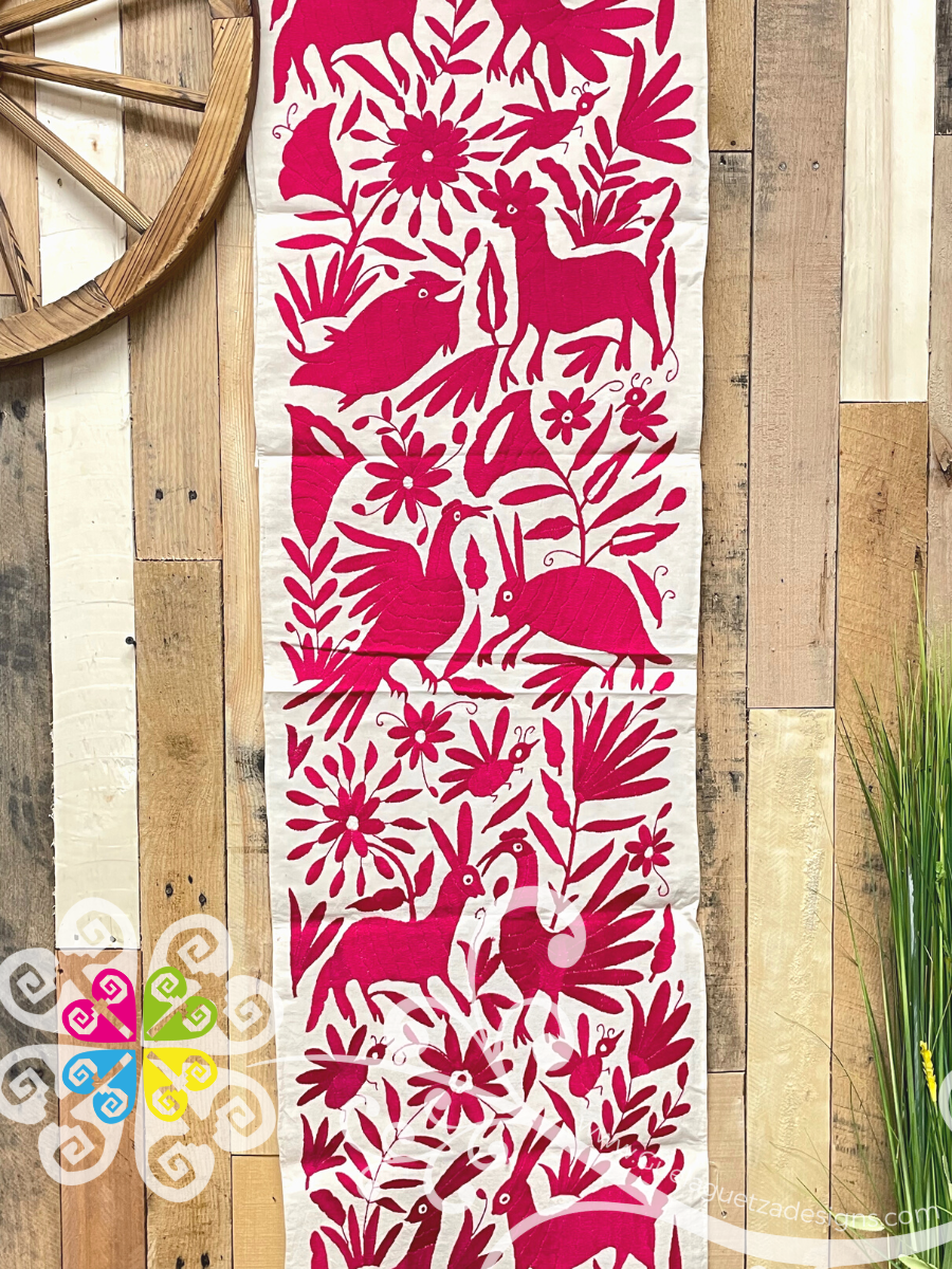 Pink Large Solid Color Otomi Table Runner - Camino de Tenango