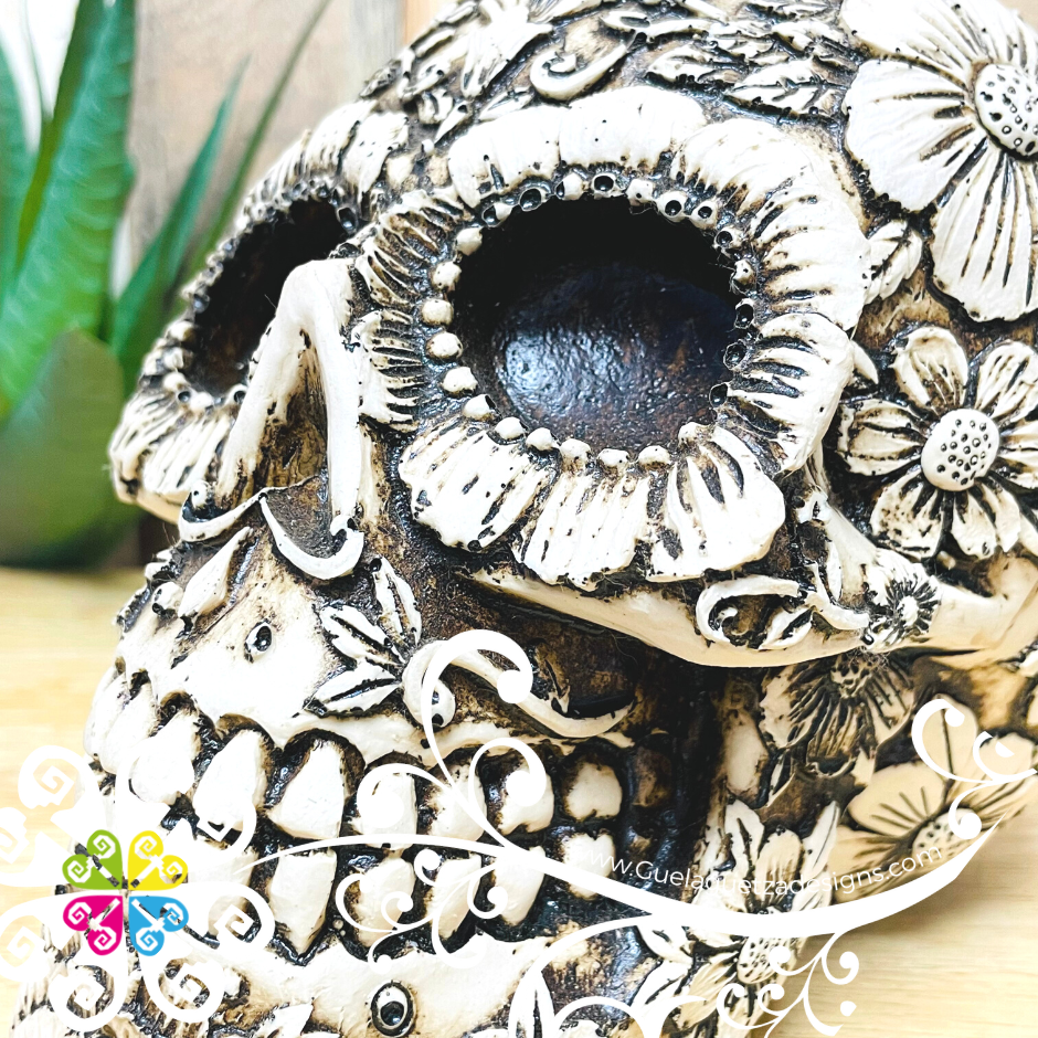 Large Petunia - Artisan Day of Dead Resin Skull