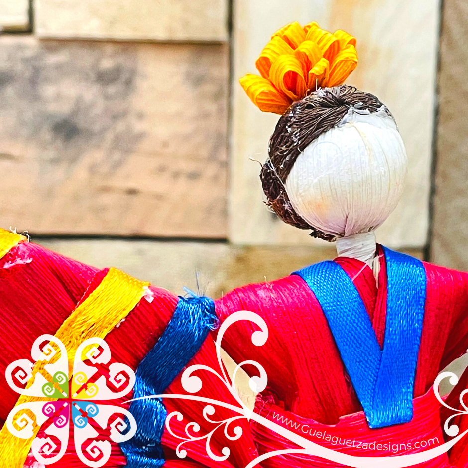 Set of 4 Small Corn Husk Doll - Wide Skirt