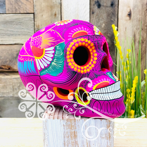 Extra Large Multicolor Hand Painted Sugar Skull  - Calaverita Guerrero