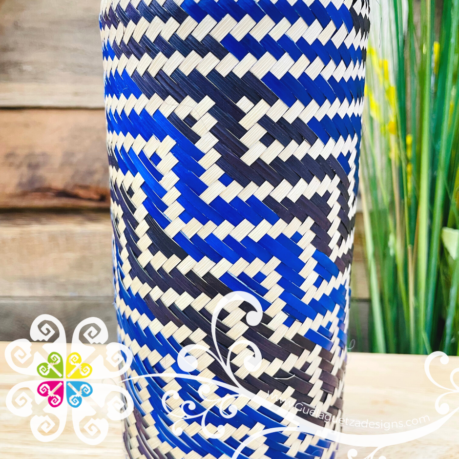 Large Palm Decor Glass Bottle Container