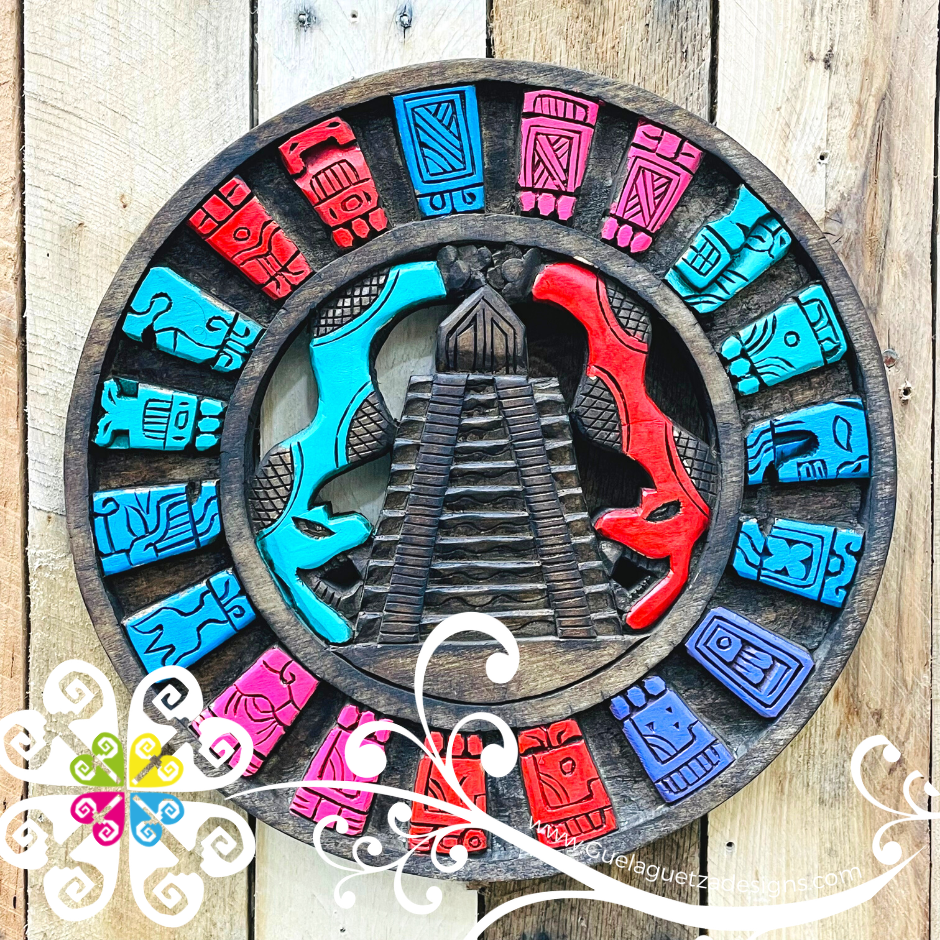 Large Multicolor Hand Carve Mexican Calendars