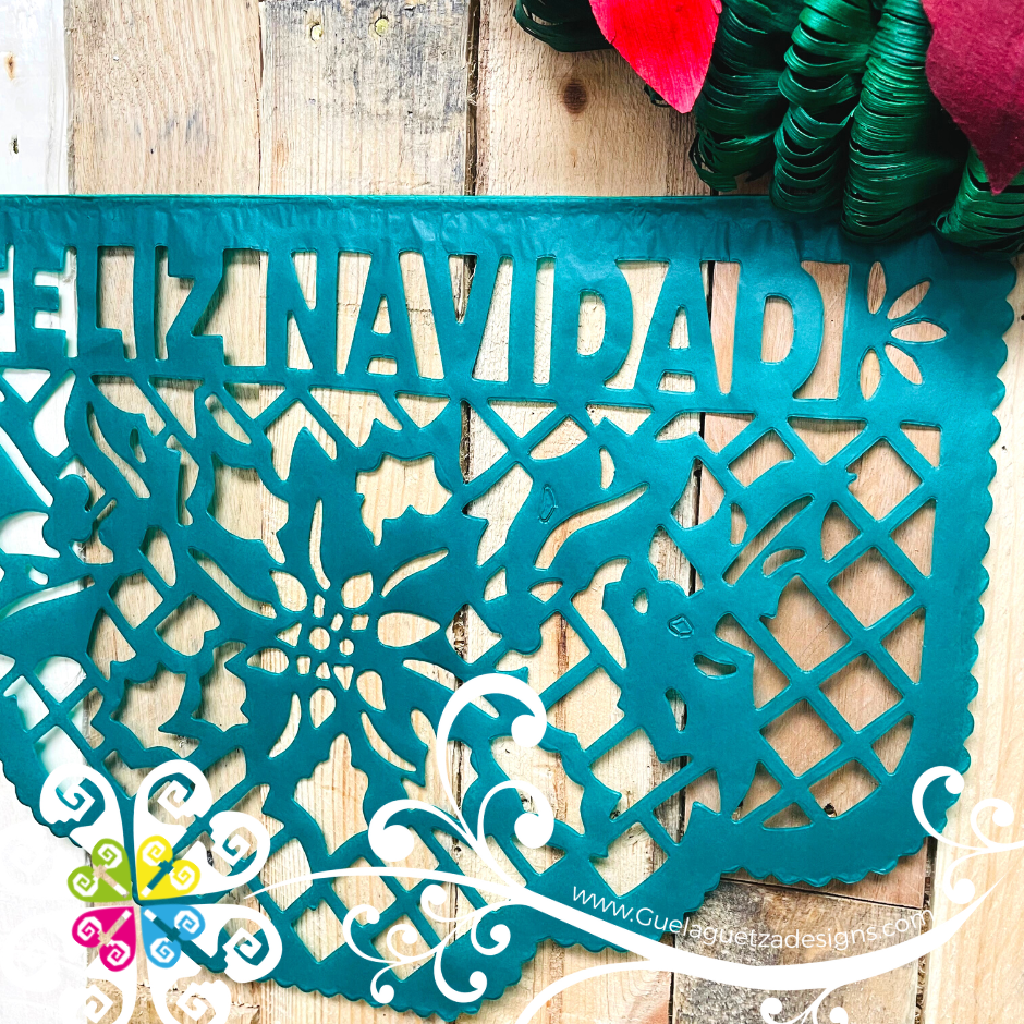 Large Feliz Navidad Design - Papel Picado Banner Navidad