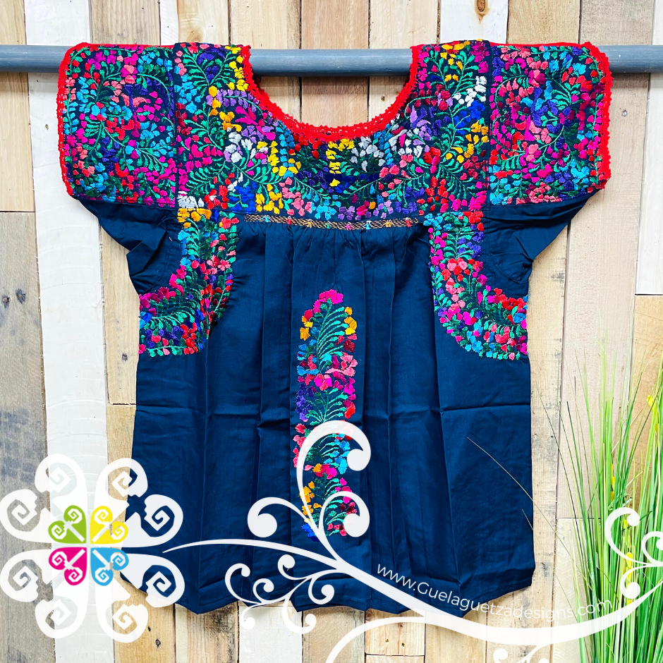 Large Multicolor Blusa San Antonino Fina - Embroider Women Top