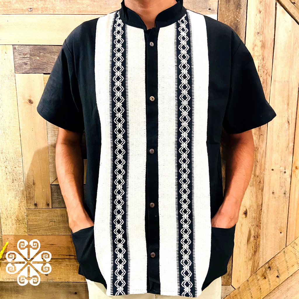 Pepita Design Men Guayabera Guayabera Manta Guelaguetza Designs