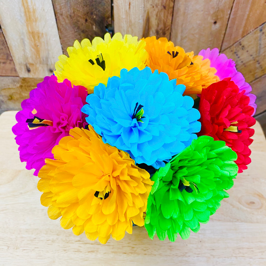 Handmade Paper Flower Ornaments Set of 10 pcs Guelaguetza Designs