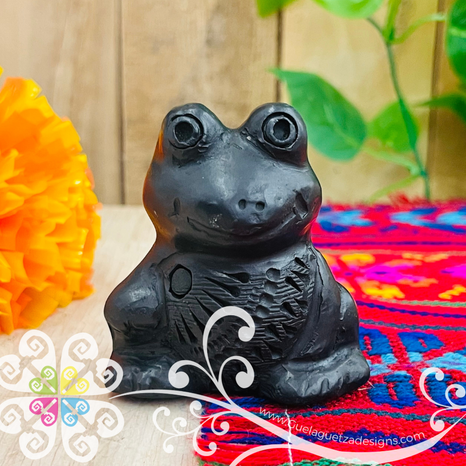 Frog Black Clay Figure - Barro Negro Oaxaca