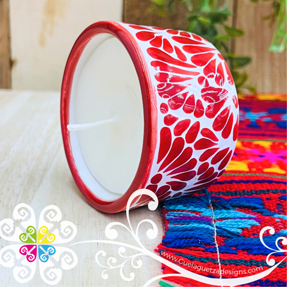 Small Red Talavera Candle - Artisan Candles