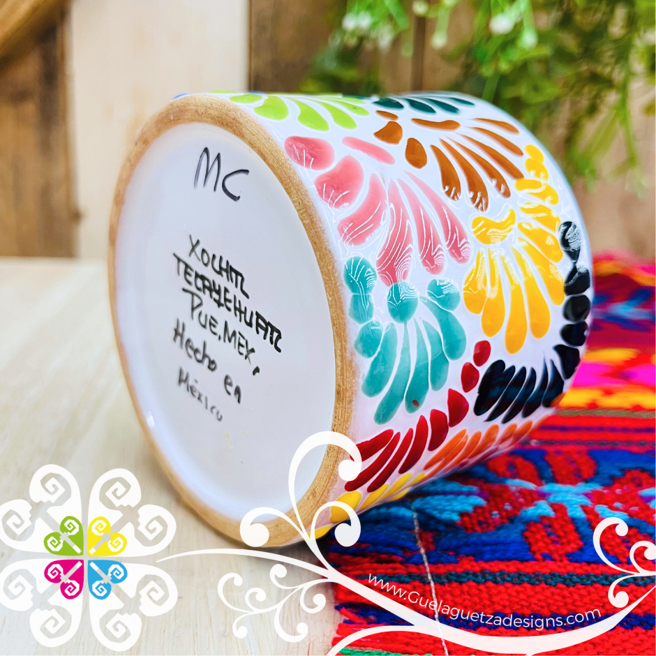 Medium Tazon Multicolor Talavera Candle - Artisan Candles