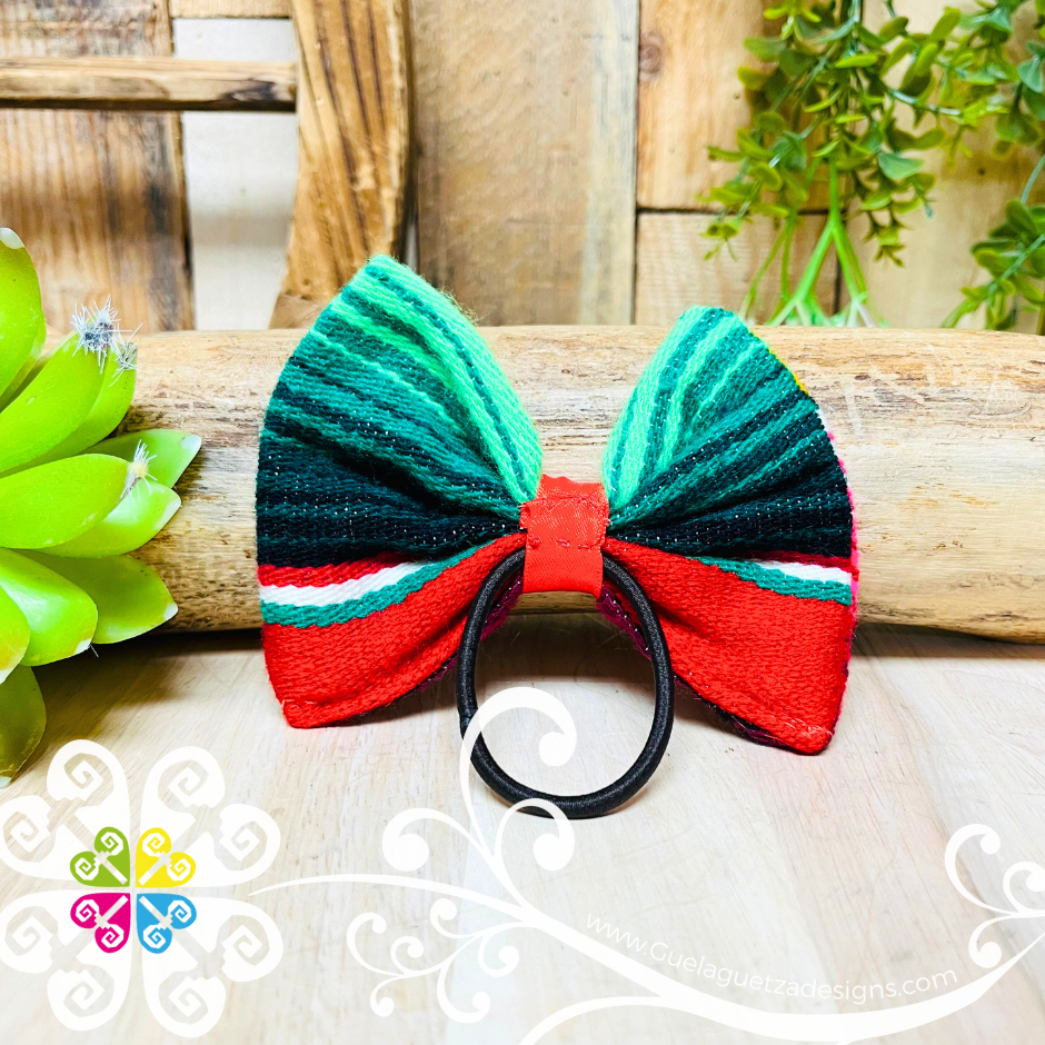 Rainbow Sarape Hair Bow - Hair Bow with Elastic