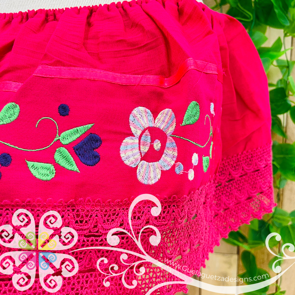 Fuchsia Campesina Embroider Crop Top- Women Top