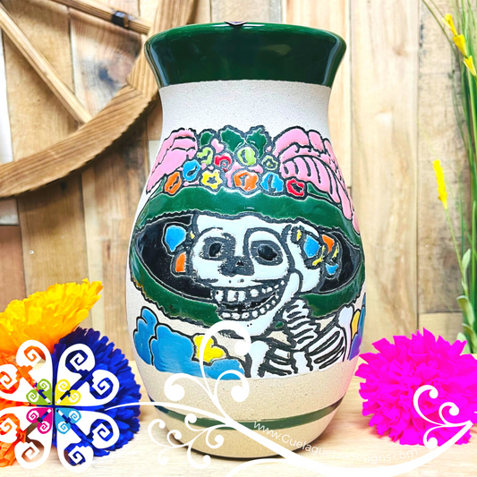 Green Catrina Ovulo Vase - Mexican Home Décor