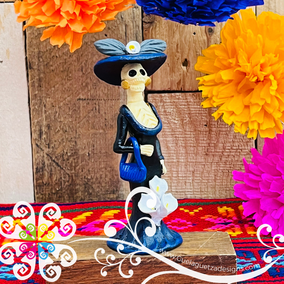 Mini Black Dress Fina Clay Catrina Michoacana - Capula Clay Home