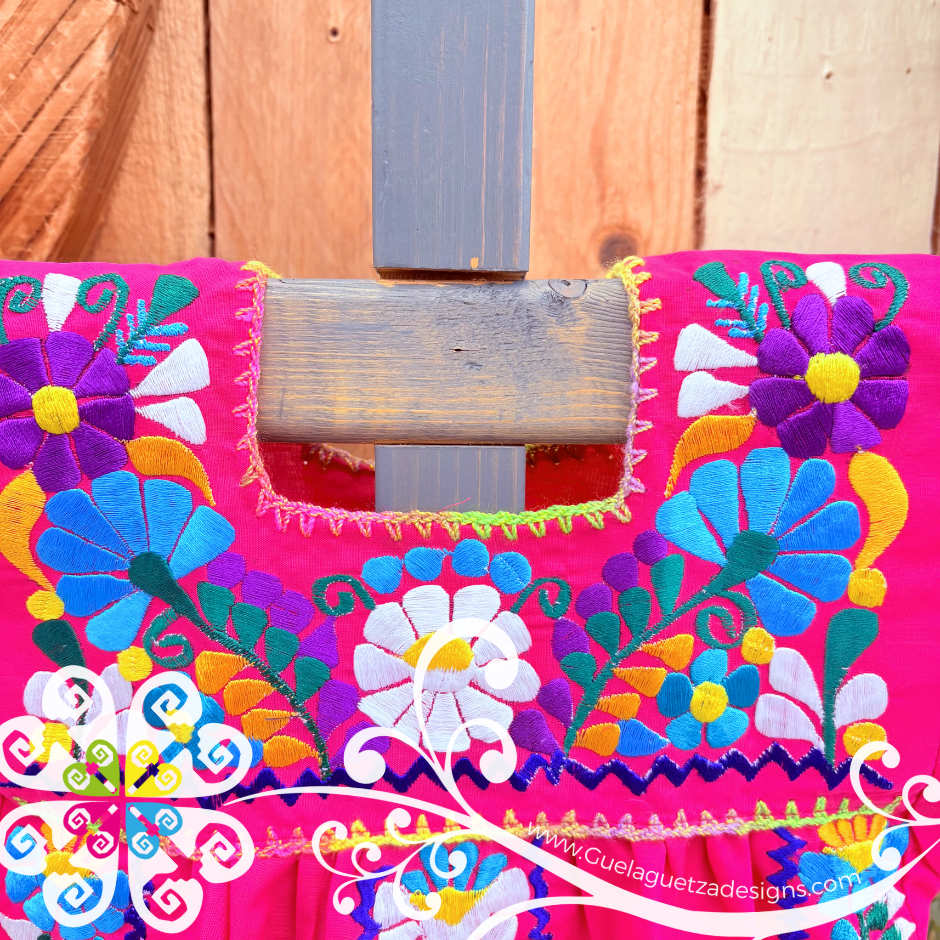 Fuchsia Vestido Tehuacan Nina - Tehuacan Children Dress