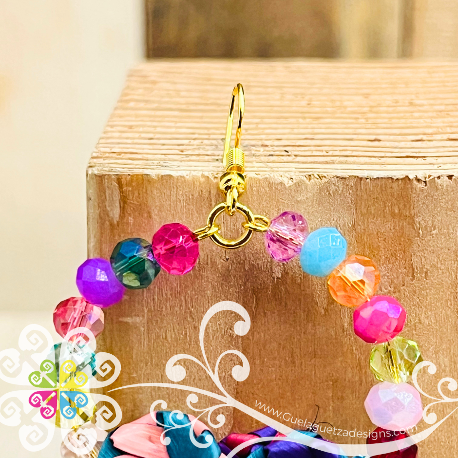 Palm Flower Beaded Hoops - Palm Earrings