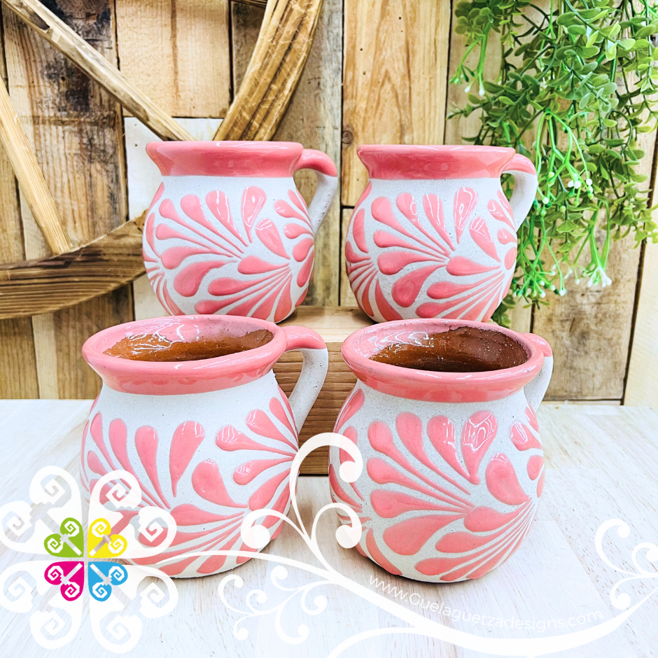 Set of Pink Espiga Clay Mugs - Set Taza Barro