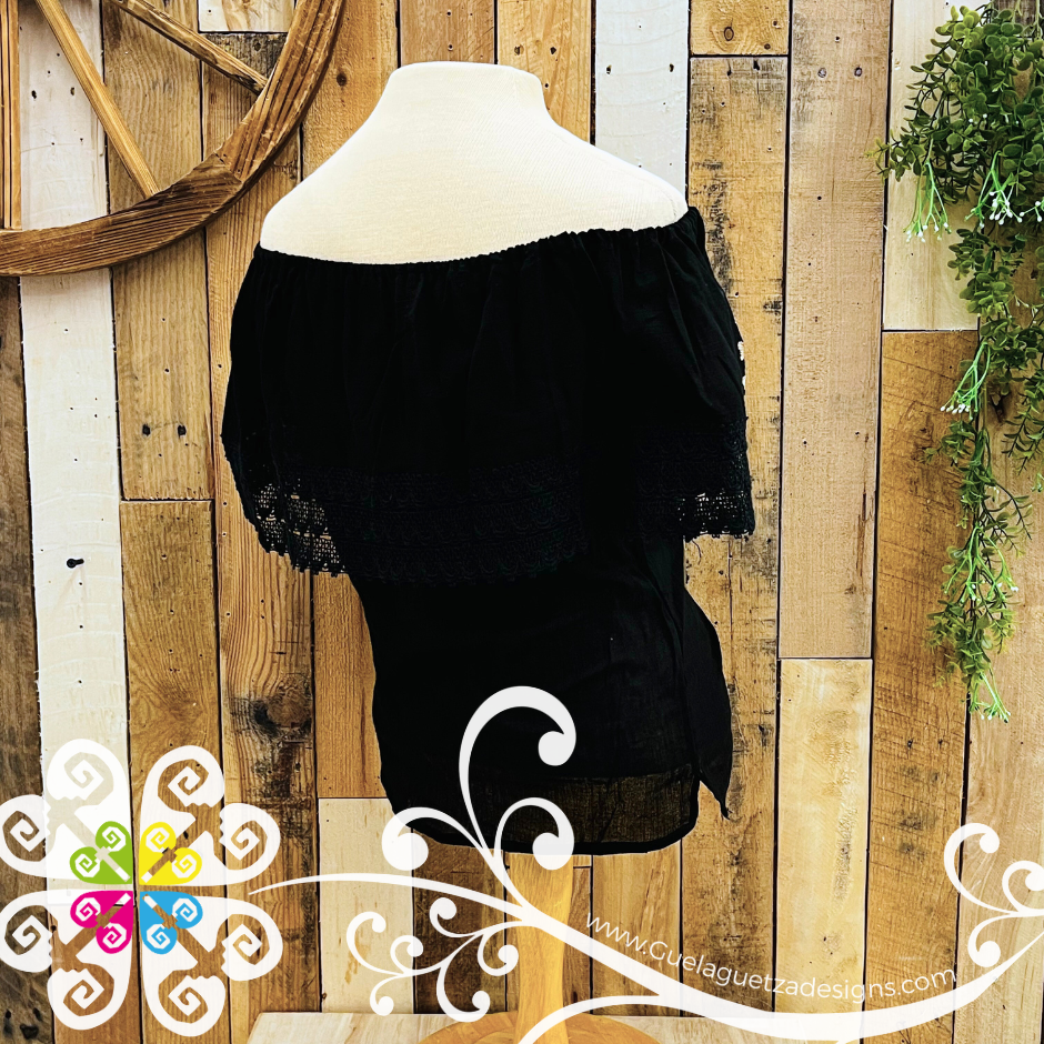 Black Campesina Embroider - Women Top