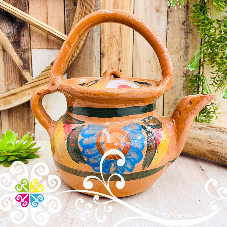 Medium Flor Clay Tea Pot - Mexican Clay Kitchen