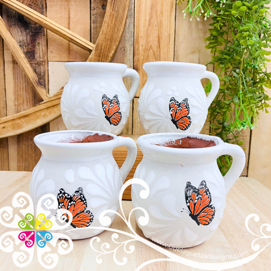 Mariposa White Espiga Pato Pitcher Set - 4 Mugs