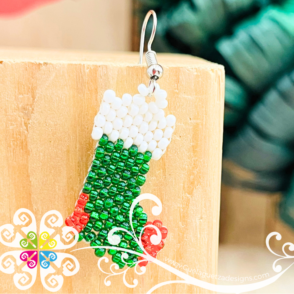Christmas Stocking - Christmas Beaded Earrings