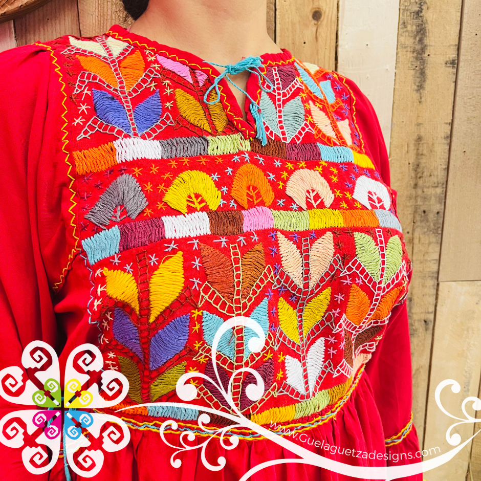 Blusa Chiapas Flores - 3/4 Sleeve Top