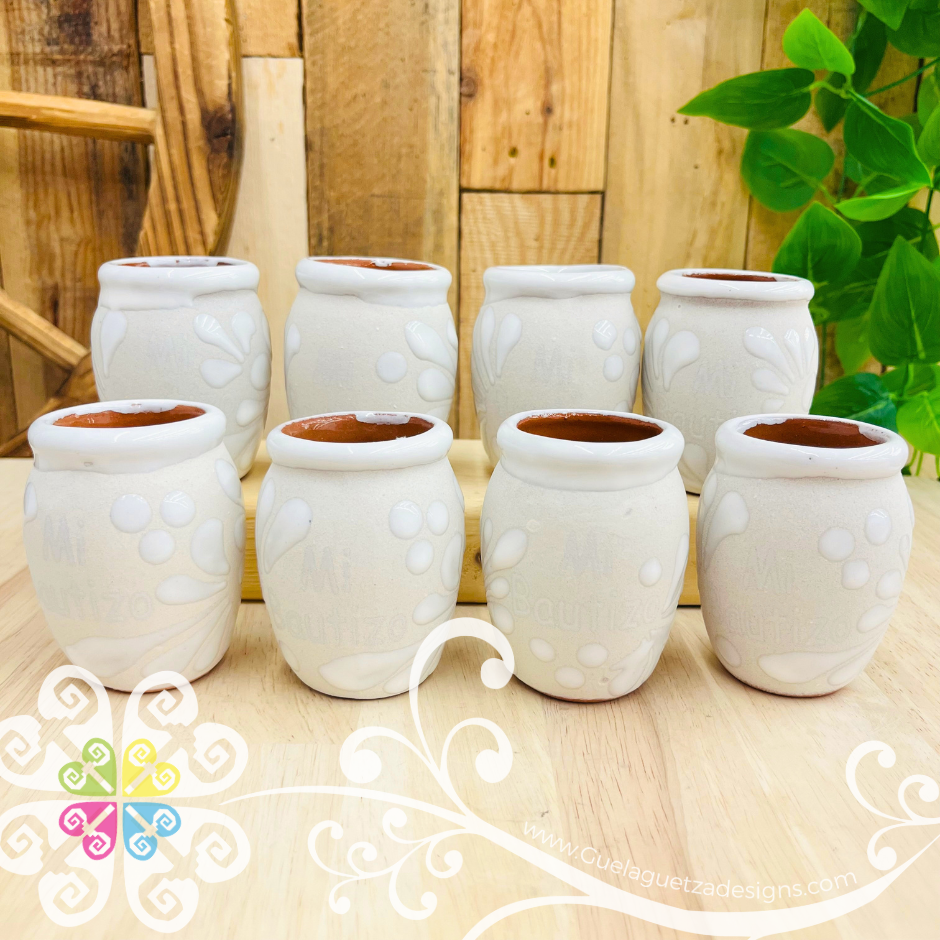 Mi Bautizo - White Espiga Tequilero Barrilito Set - Clay Tequilero Set