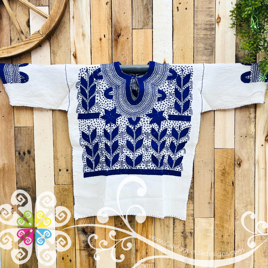 Medium Solid Colors Milpa Embroider 3/4 Sleeve Top - Blusa Bordada