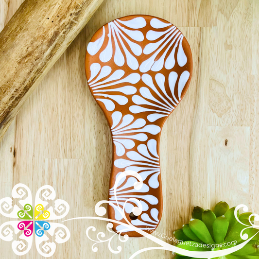 Natural with White Espiga Clay Cucharero - Spoon Holder
